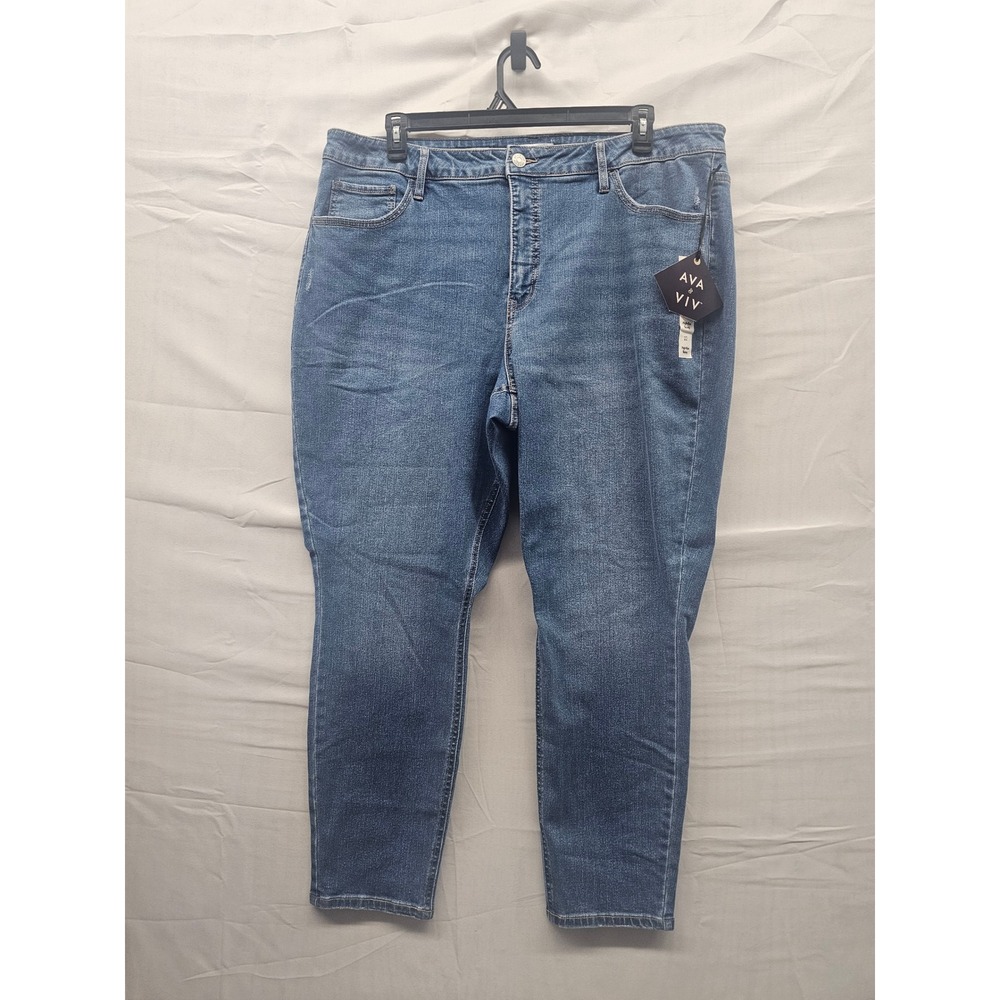Ava & Viv‎ Womens High-Rise Skinny Jeans Blue Cotton Blend Stretch Size 22